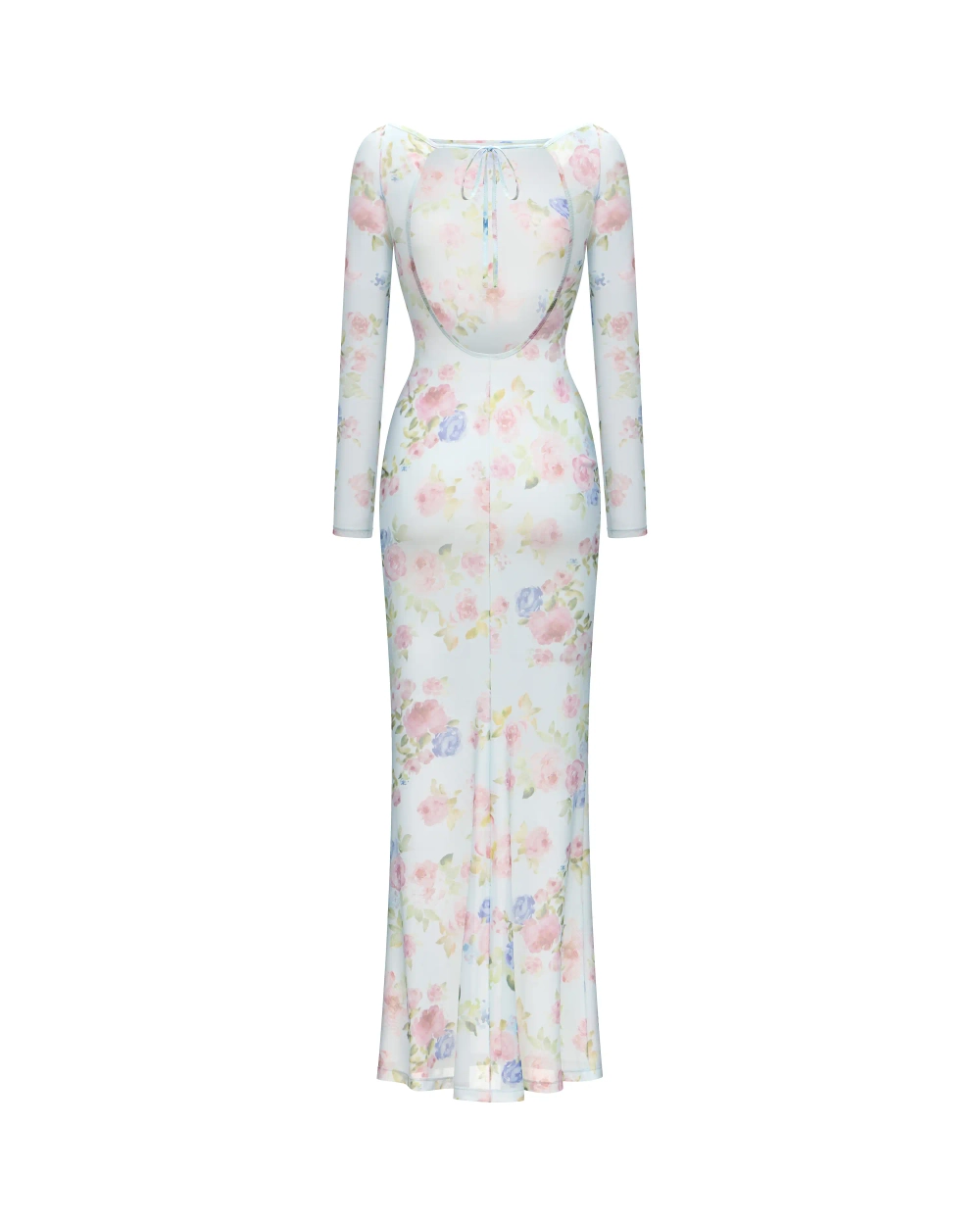 Монет макси (Monet maxi), платье макси из голубой сетки с цветочным принтом