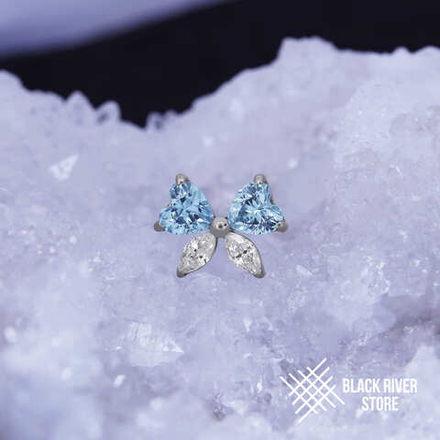 SM Heart Bow Aqua & Crystal