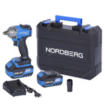 NORDBERG (NE802K) Гайковерт аккумуляторный, 1/2", 21В, 500 Нм с двумя 4A акк. и зар. уст-вом, в кейсе