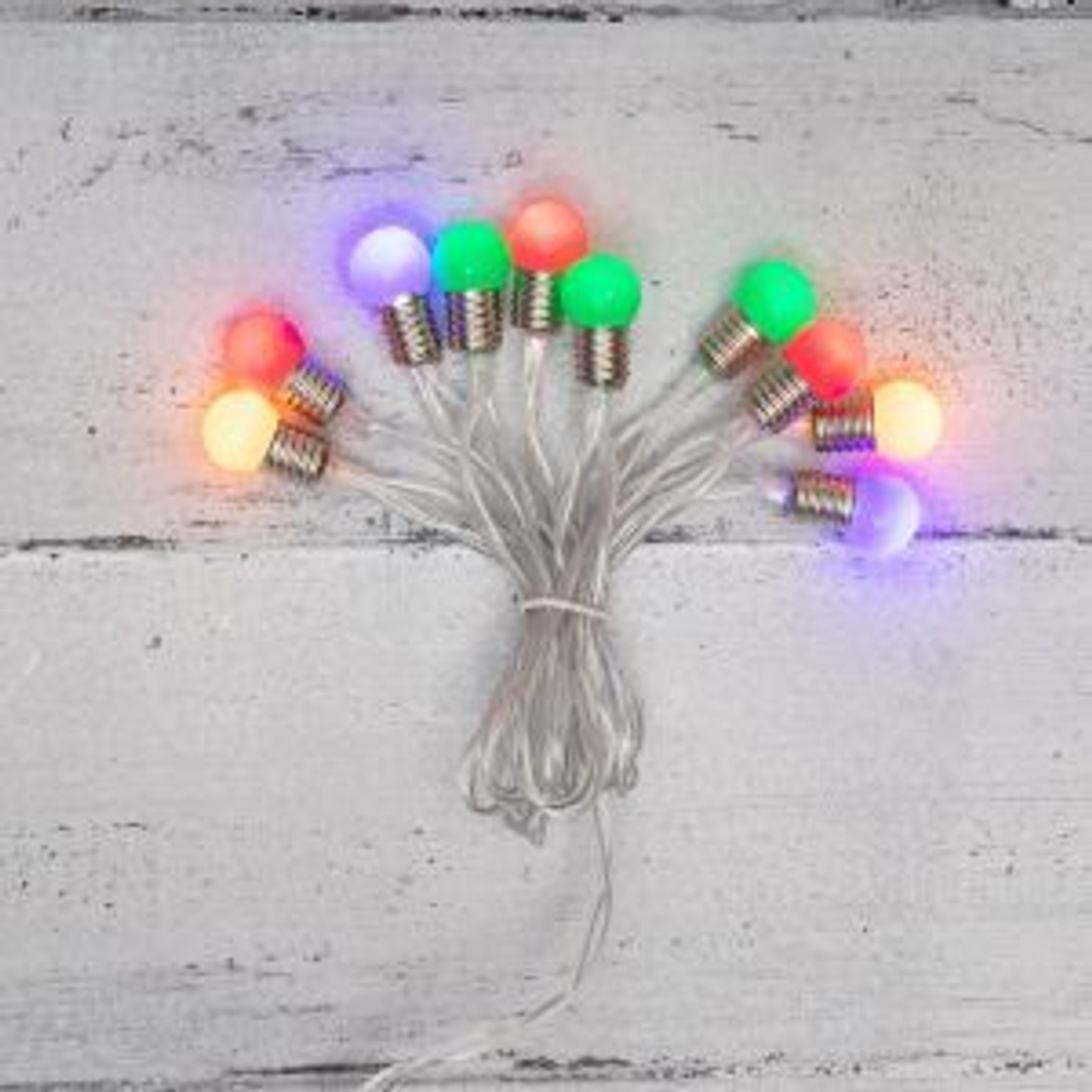 Гирлянда светодиодная «Мини-лампочки» 1.5 м, 10 LED, прозрачный ПВХ, цвет свечения мультиколор, 2 х