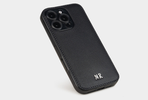 Чехол iPhone 16 Pro Max натуральная кожа сафьяно, черного цвета