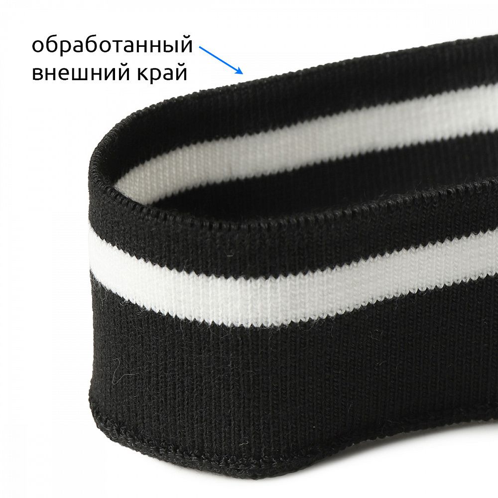 Подвяз (довяз) трикотажный 3.5х80 см, черный с белой полосой, 100% п/э, 5 штук