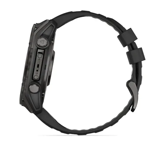Мультиспортивные GPS часы Garmin Fenix 8X (51 mm) AMOLED, Sapphire Carbon Gray DLC Titanium with Black/Pebble Gray Silicone 010-02905-21