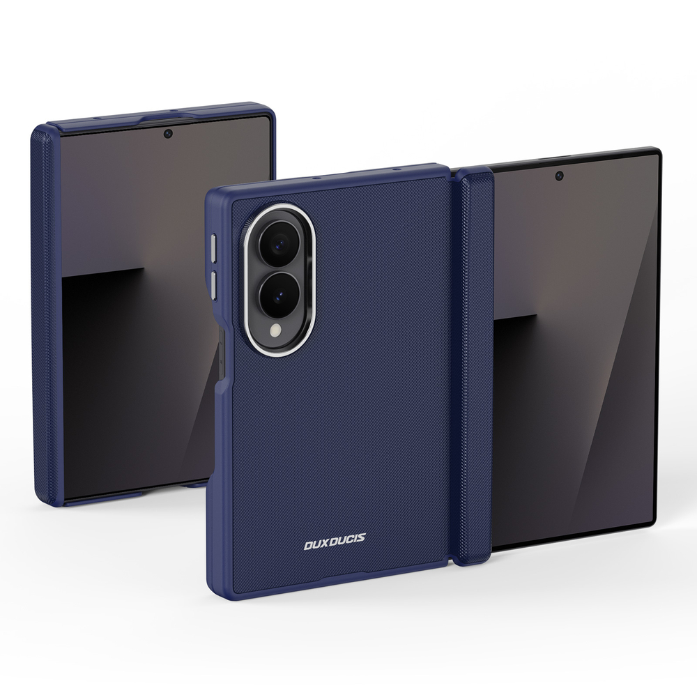 Чехол синего цвета с вставками из искусственной кожи для Samsung Galaxy Z Fold 8, серия Vyne Series от Dux Ducis
