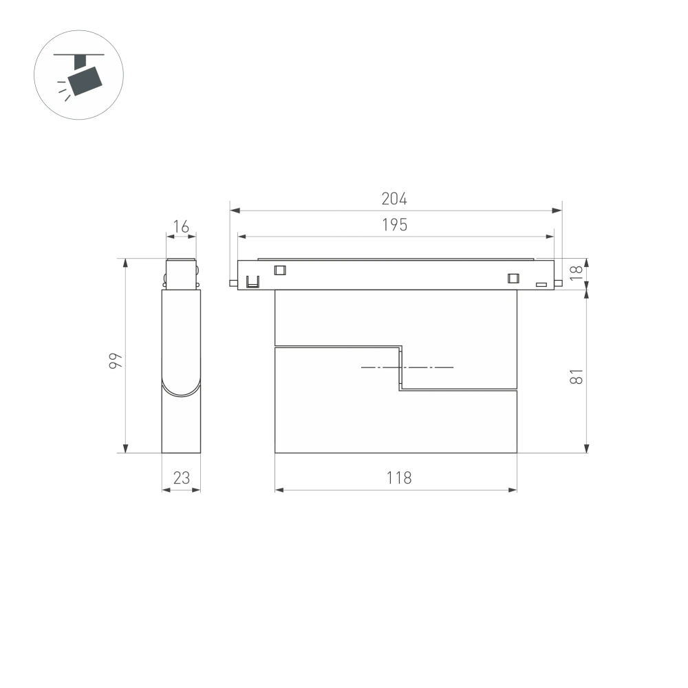 Светильник MAG-ORIENT-FLAT-FOLD-S195-6W Day4000 (WH, 80 deg, 48V) (Arlight, IP20 Металл, 5 лет) 035852(1)