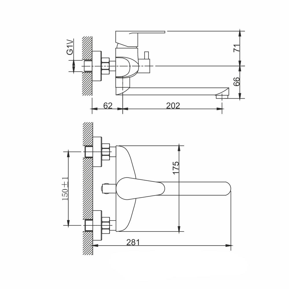 Смеситель для ванны и раковины 35k MIXLINE МЛНС36-021(MLSS36-021)  "Стиль" НЕРЖ