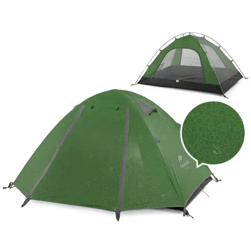 Палатка Naturehike P-Series 2-местная, алюминиевый каркас, зеленая