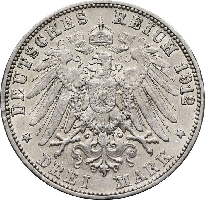 3 марки 1912 Германская империя G, Гессен XF