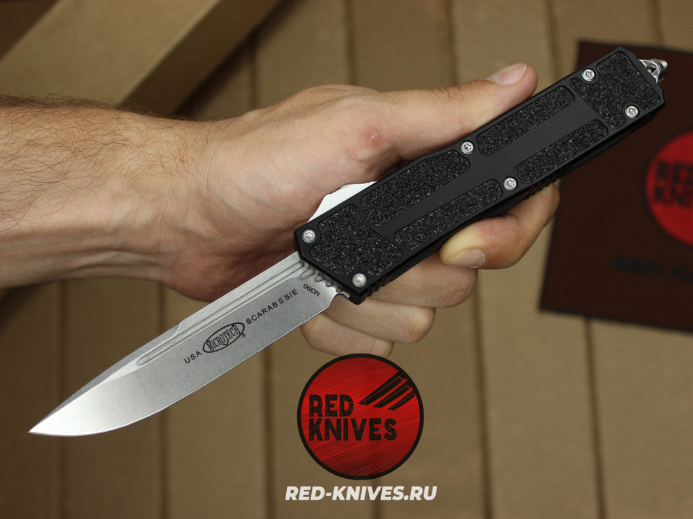 Нож Microtech Scarab 2 S/E - светлый клинок, черная рукоять RK/Н10