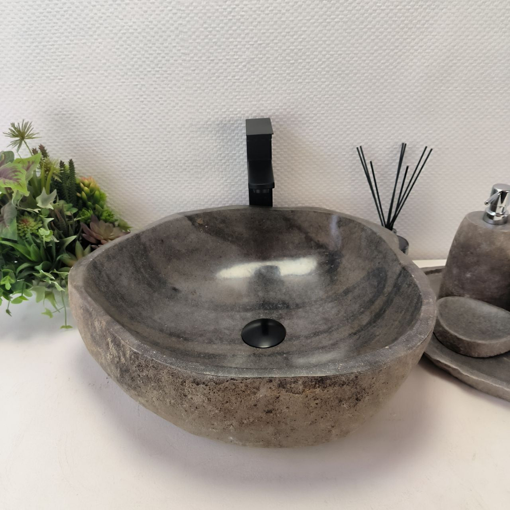Раковина из речного камня RS-63412 (49x45x15) из натурального камня