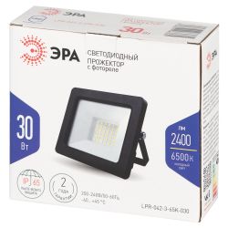 Прожектор светодиодный уличный ЭРА LPR-042-3-65K-030 30Вт 6500K IP65 встроенное фотореле гарантия 2 года | Прожекторы Стандарт