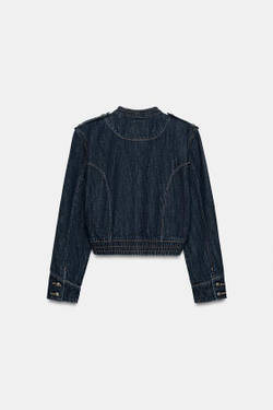 ZARA ДЖИНСОВАЯ КУРТКА TRF С ПУГОВИЦАМИ, ТЕМНЫЙ ИНДИГО