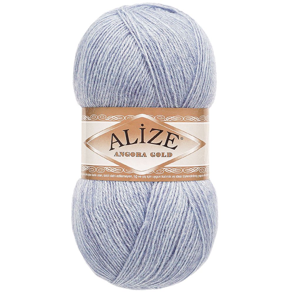 Пряжа Alize (Ализе) Angora Gold / уп.5 мот. по 100 г, 550м, 221 светлый джинс меланж A