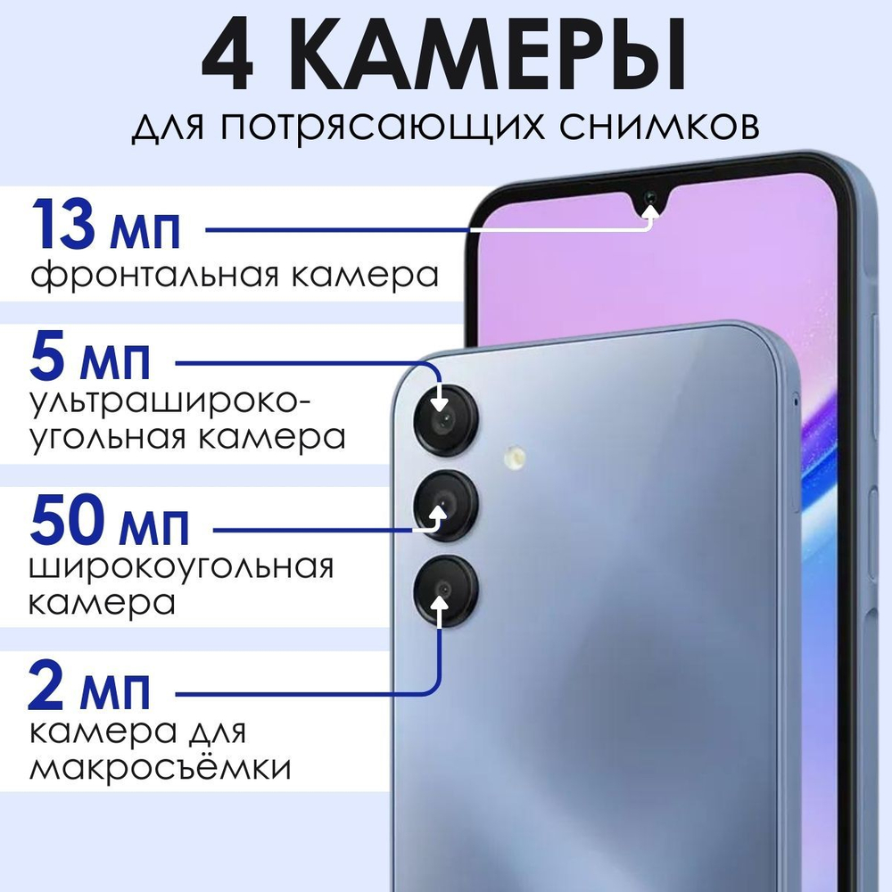 Восстановленный cмартфон Samsung Galaxy A15 4/128 GB, SM-A155F, blue