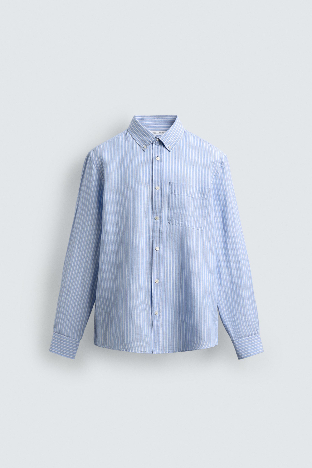 ZARА РУБАШКА REGULAR FIT ИЗ ЛЬНА И ХЛОПКА, ПОЛОСКИ