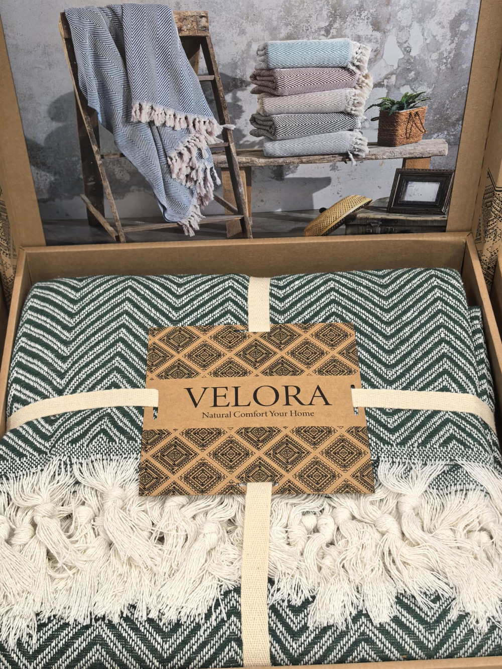 Velora Home Плед Двухцветный-2 V дизайн зеленый цвет 200х230 100% Хлопок