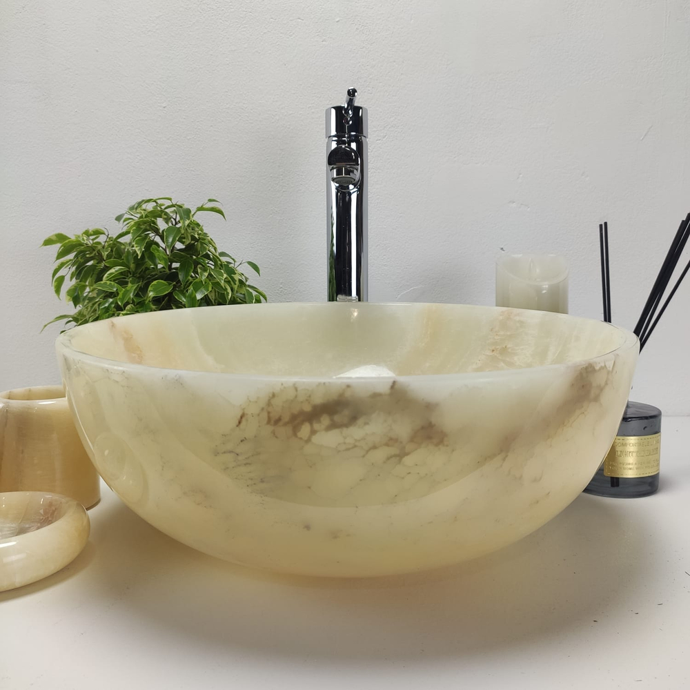 Раковина из оникса Bowl Yellow BO-60949 40x40x15 из натурального камня