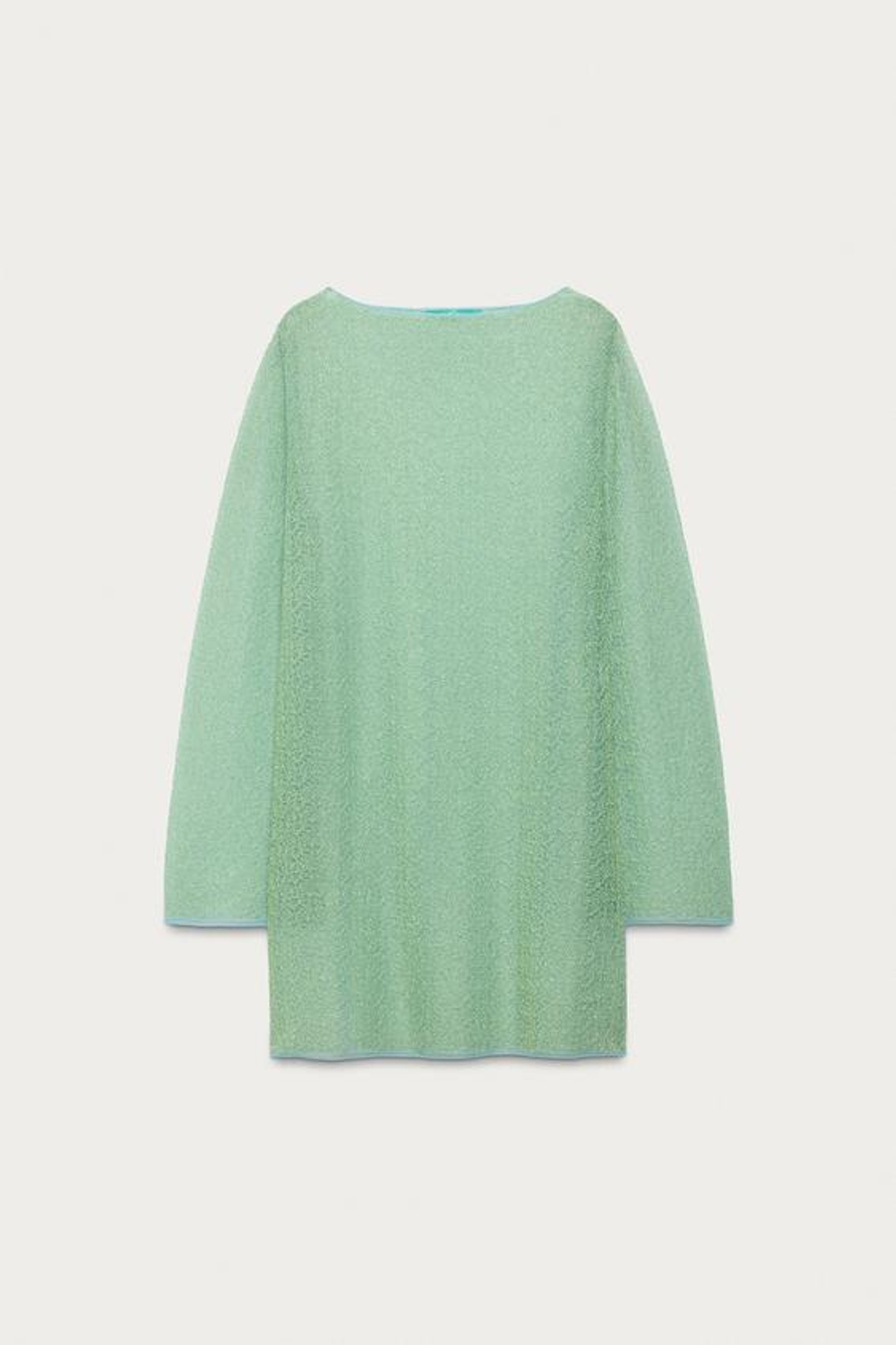 ZARA X MARISA BERENSON ПОЛУПРОЗРАЧНОЕ ТРИКОТАЖНОЕ ПЛАТЬЕ, ЦВЕТ МОРСКОЙ ВОЛНЫ