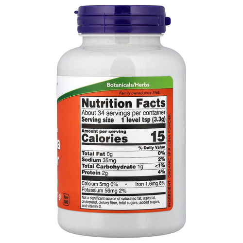 NOW Foods, сертифицированный порошок из органической спирулины, 113 г (4 унции)