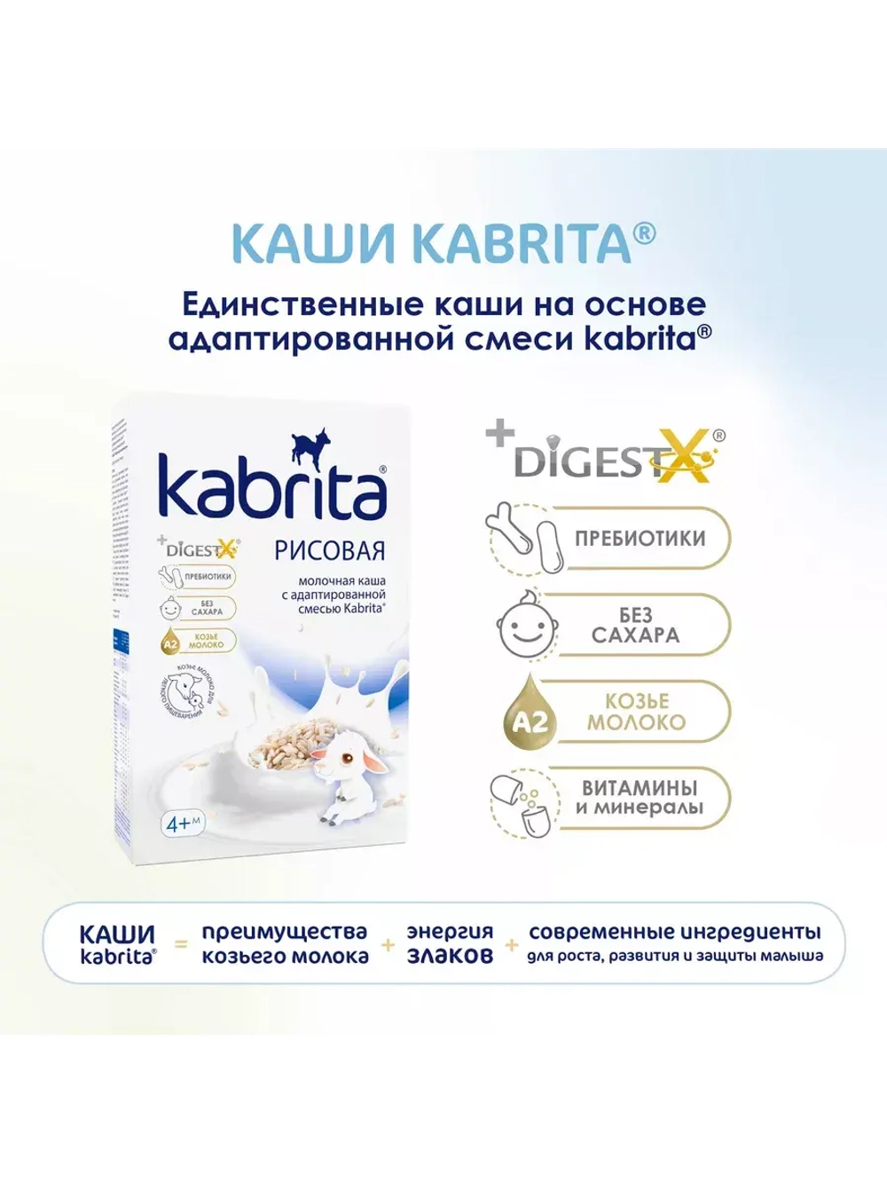 Каша Kabrita Рисовая (4+) 180 г