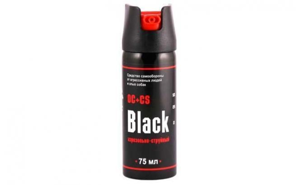 Баллон аэрозольный "Black", 75 мл. с дополнительной защитой (OC+CS)