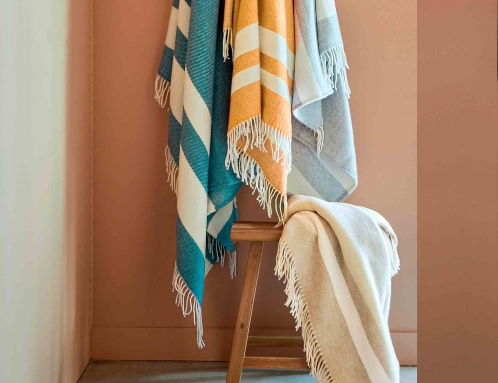 Плед AUSTRAL bleu paon 130х170 синиий Blanc des Vosges 130x170 Синий