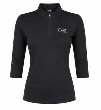 Женская теннисная футболка с длинным рукавом EA7 Woman Jersey - black beauty