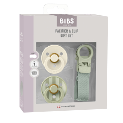 Подарочный набор пустышек BIBS Colour 2 шт. с держателем Loop Clip - Sage, 0+ мес.