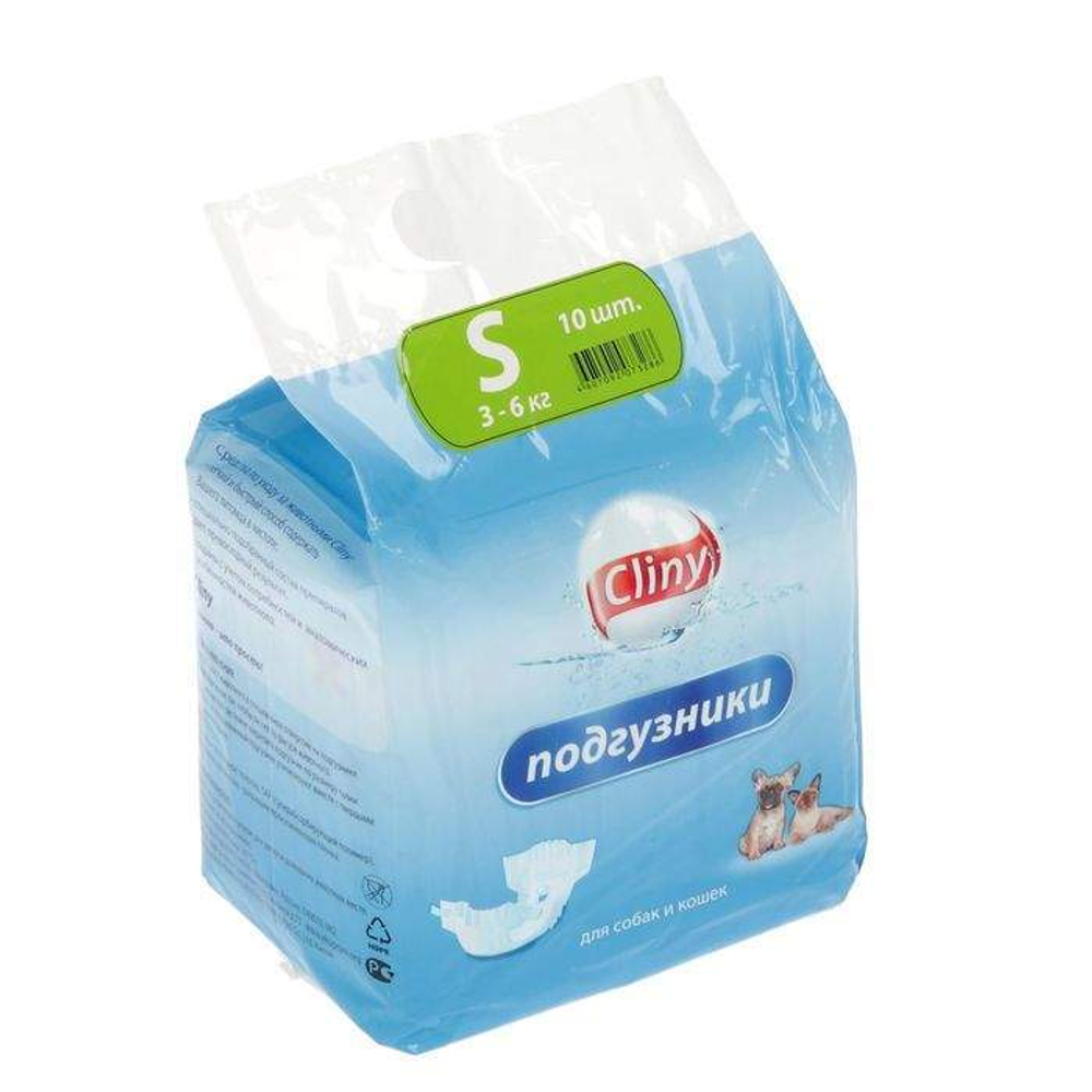 CLINY Подгузники для кошек и собак 3-6 кг размер S (1 шт)