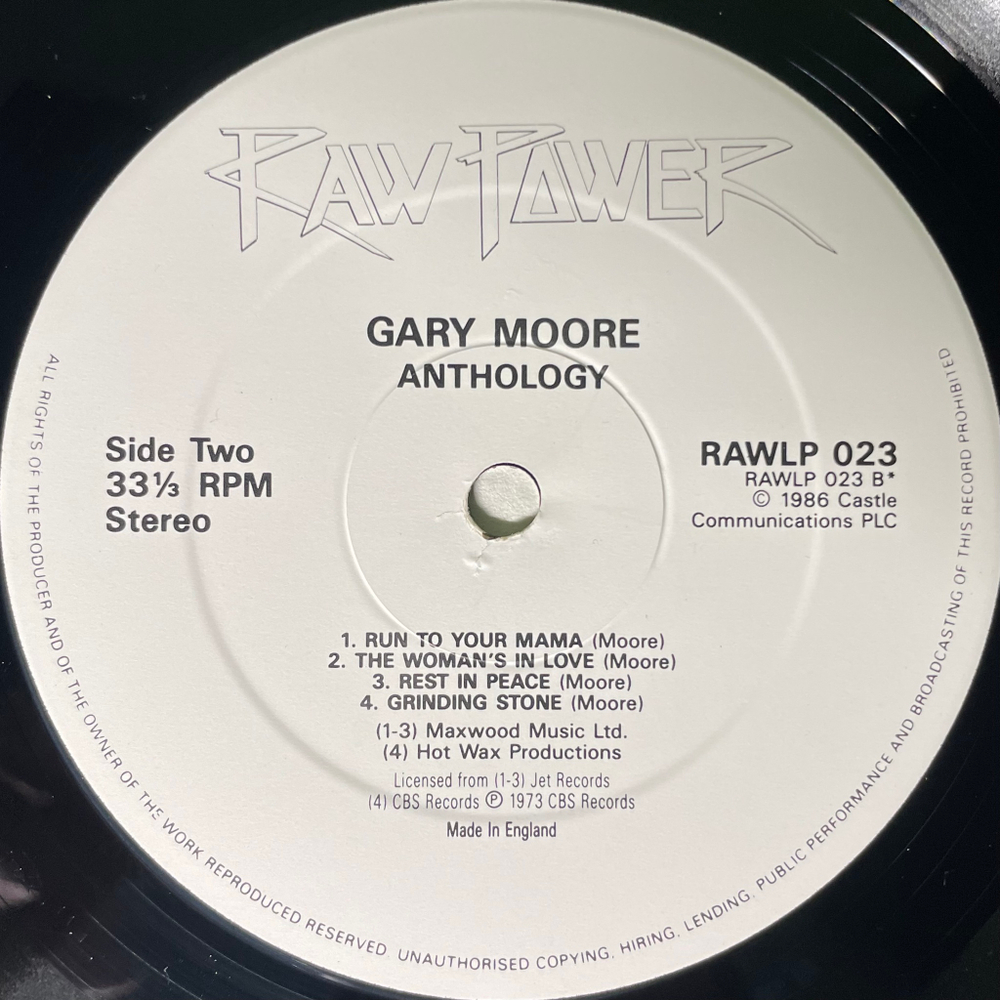 Gary Moore ‎– Anthology 2LP (Англия 1986г.)