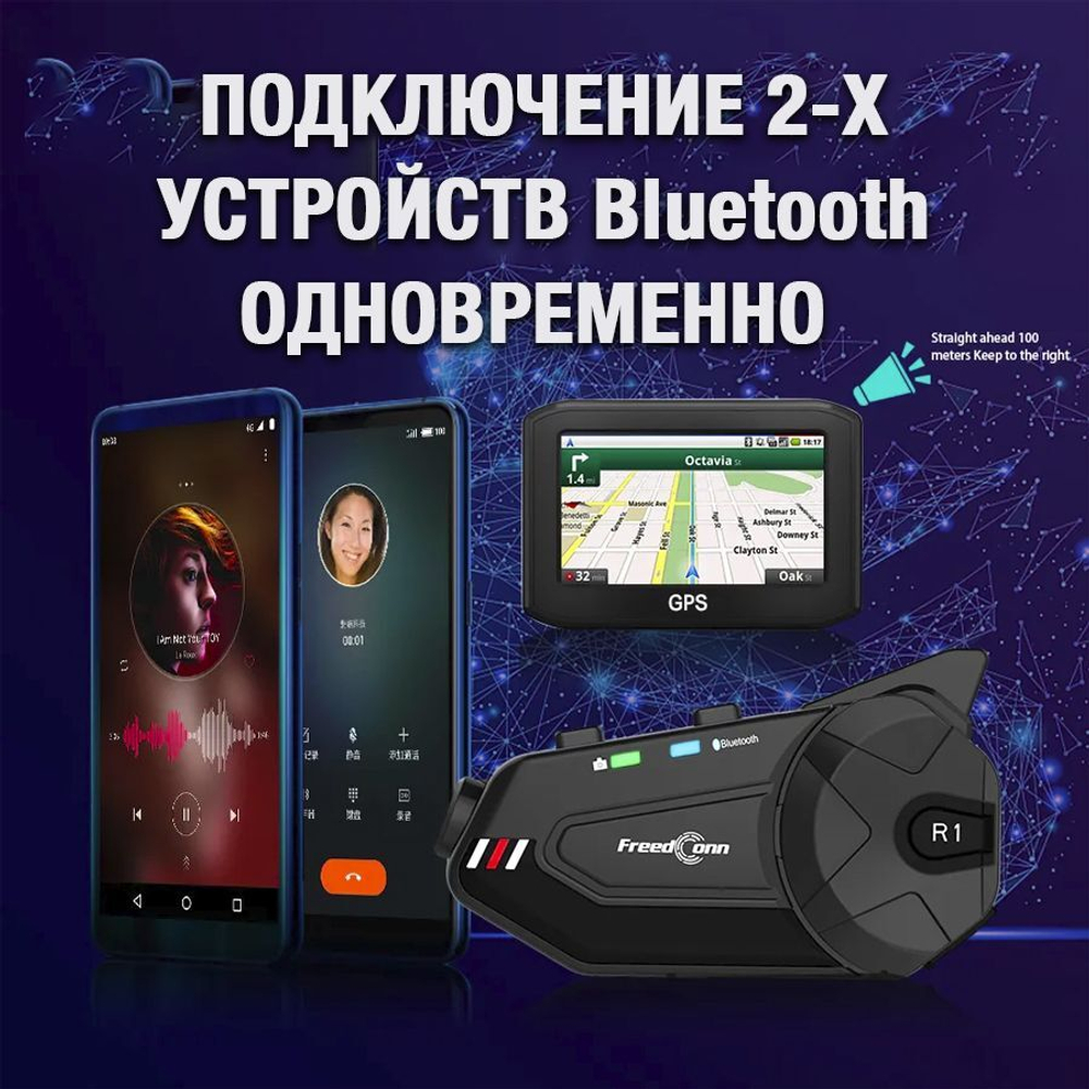 Мотогарнитура с видеорегистратором FreedConn R1 Plus универсальная