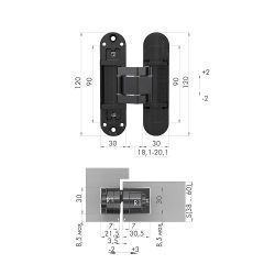 Петля скрытой установки ARMADILLO U3D3300.TG (Otlav IN300) BL черный /49387/ (1шт)