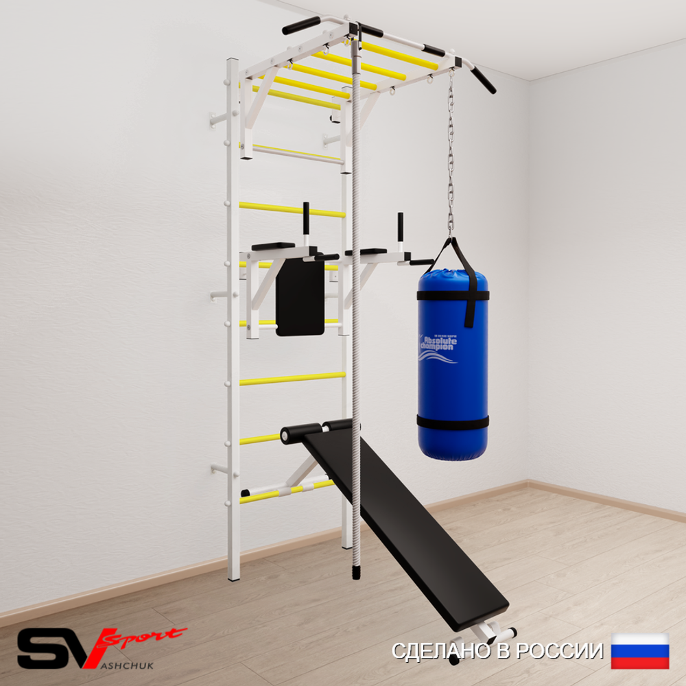 Шведская стенка Sv Sport 5501 (Турник рукоход/Брусья/Скамья/Канат/Цепь/Мешок 15кг)