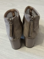 Женские ботильоны-сетка из замши Gold Heels на каблуке, серо-бежевые, размер 35