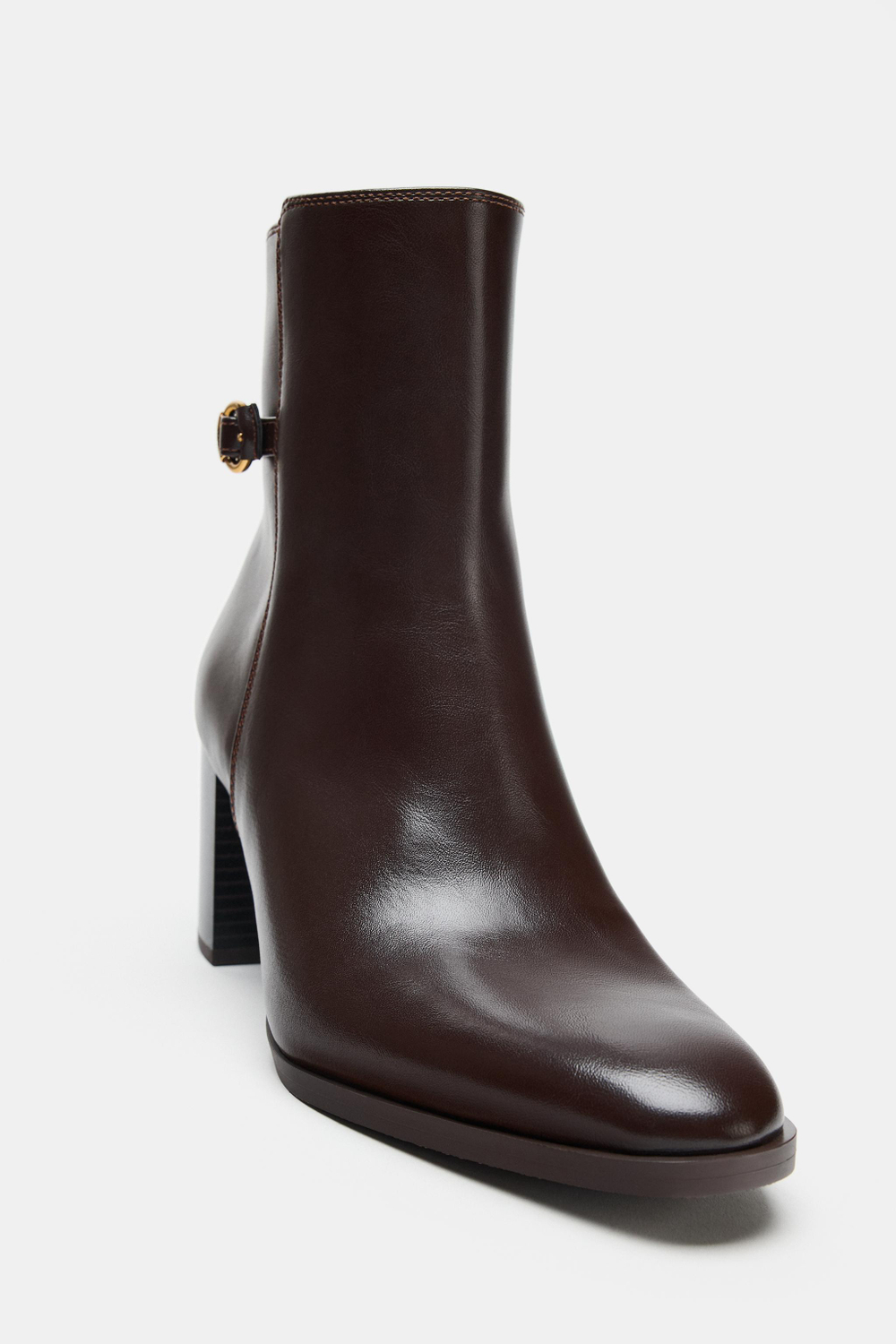 ZARA БОТИЛЬОНЫ НА ВЫСОКОМ КАБЛУКЕ, КОРИЧНЕВЫЙ
