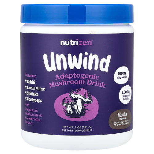 Nutricost, Nutrizen™, Unwind, адаптогенный грибной напиток, со вкусом мокко, 252 г (9 унций)