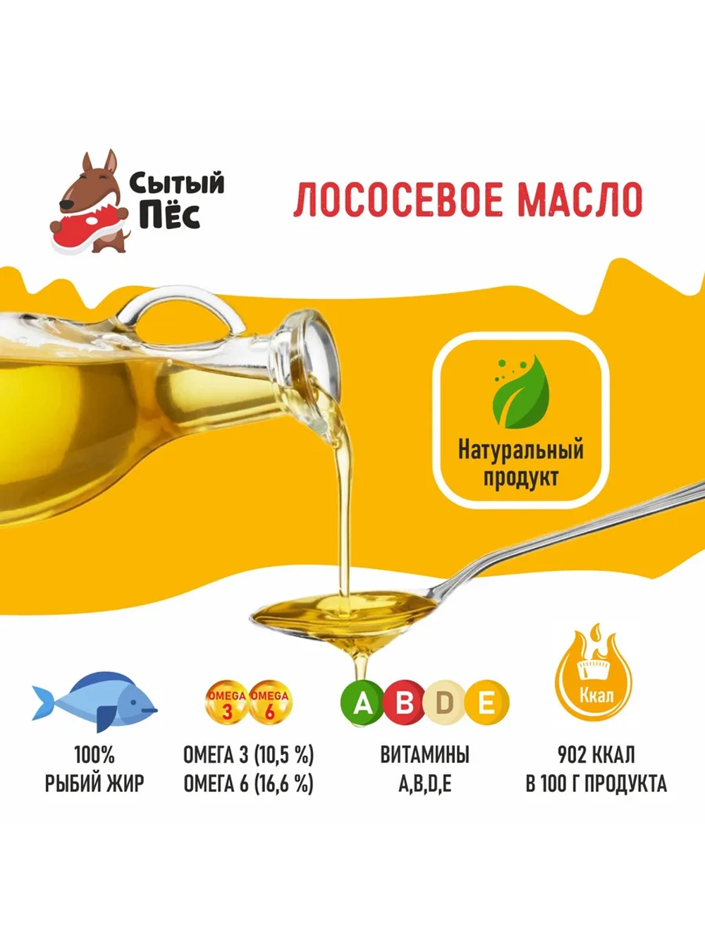Рыбий жир для животных лососевый 250 мл Сытый Пёс