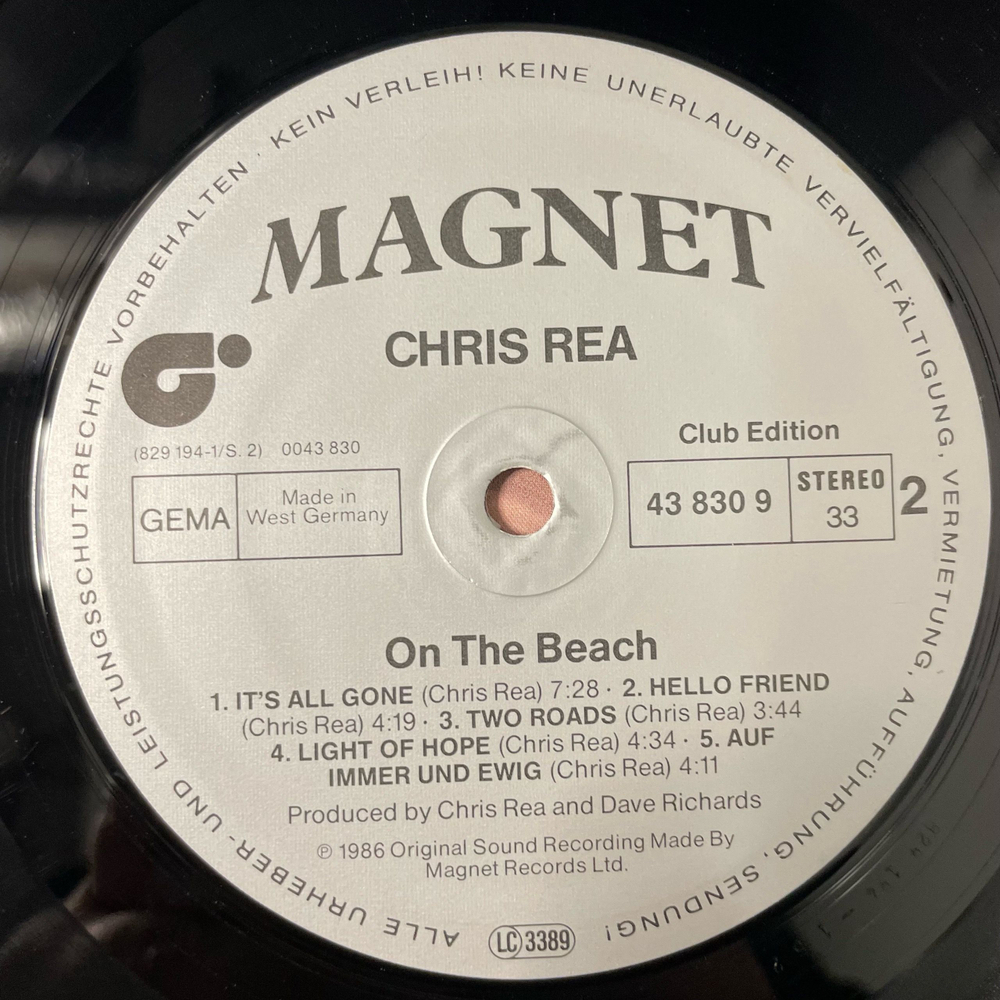 Винтажная виниловая пластинка LP Chris Rea On The Beach (Германия 1986)