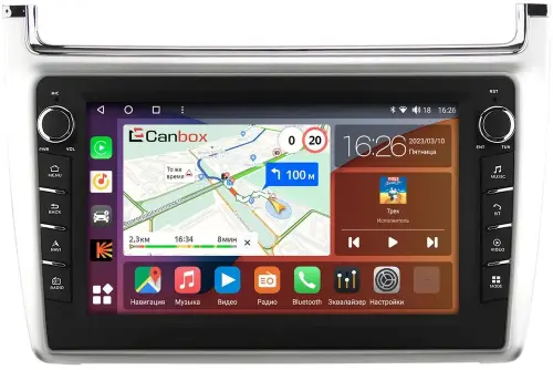 Магнитола для Volkswagen Polo 2009-2020 (рамка серебро) - Canbox 9-540 Android 10, Быстрая, CarPlay, 4G SIM-слот