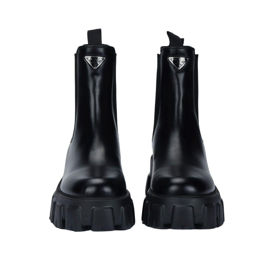 PRADA Moonlith Brushed Leather Ankle Boots