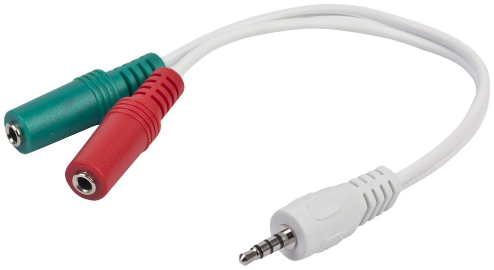 Gembird CCA-417W, джек3.5 4pin-&amp;gt;джек3.5 стерео + 3.5 микрофон моно, длина 20см, белый	 Кабель