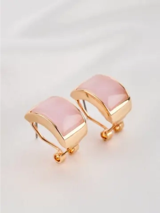 Серьги Отражение с розовым опалом
