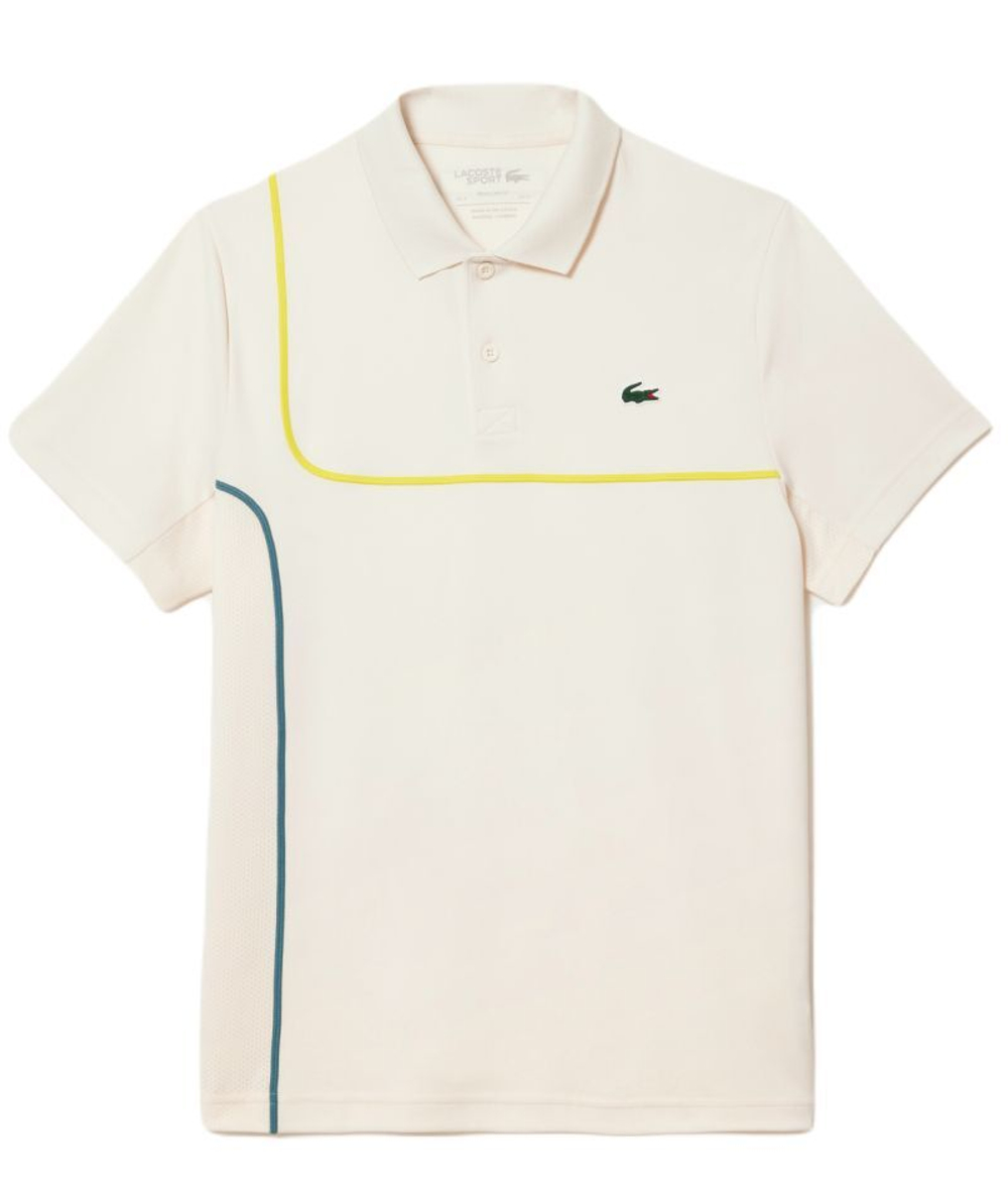 Мужское теннисное поло Lacoste Sport Tennis Piped Technical Piqué Polo - cream white