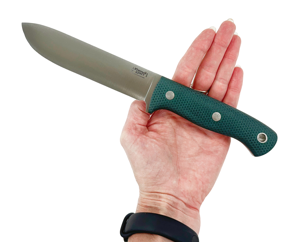 Нож Южный крест Кедр L, сталь N690 ,конв., микарта изумруд насечка, 236.1652К