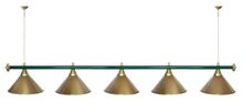 Лампа STARTBILLIARDS 5 пл. (плафоны коричневые,штанга золотая,фурнитура золото)