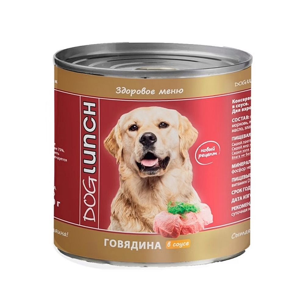 Влажный корм DOG LUNCH для собак с говядиной в соусе, банка 750г Влажный корм DOG LUNCH для собак с говядиной в соусе, банка 750г