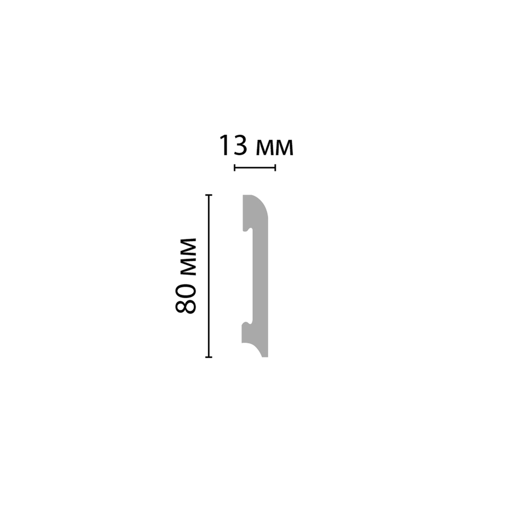 Плинтус напольный дюрополимер белый матовый D037-115 80×13×2400 мм DecoMaster