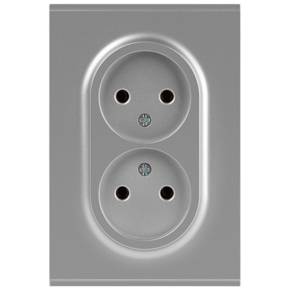 Розетка ЭРА Arktik 16-2107-03 без заземления двойная 2X2P 16А-250В алюминий | Эра Arktik