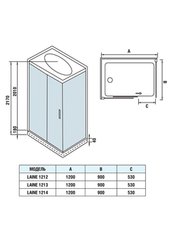 Душевая кабина WeltWasser  WW500 LAINE 1214 1200х900х2170 мм 10000003277