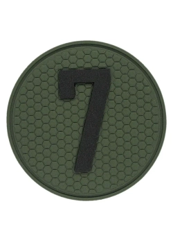 Шеврон с липучкой Цифра 7 (5 на 5 см) черный на зеленом